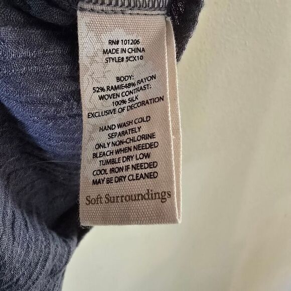 SOFT SURROUNDINGS  Women's AVA Tunic Top Blue Silk Blend Size 1X Bohemian - Picture 5 of 7